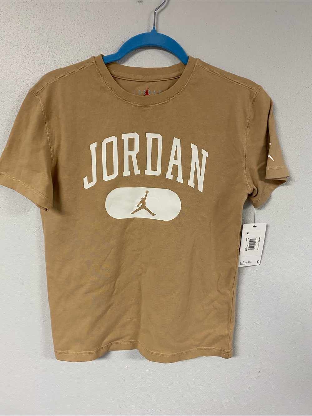 Jordan Short Sleeve Logo Tee in Tan. NWT